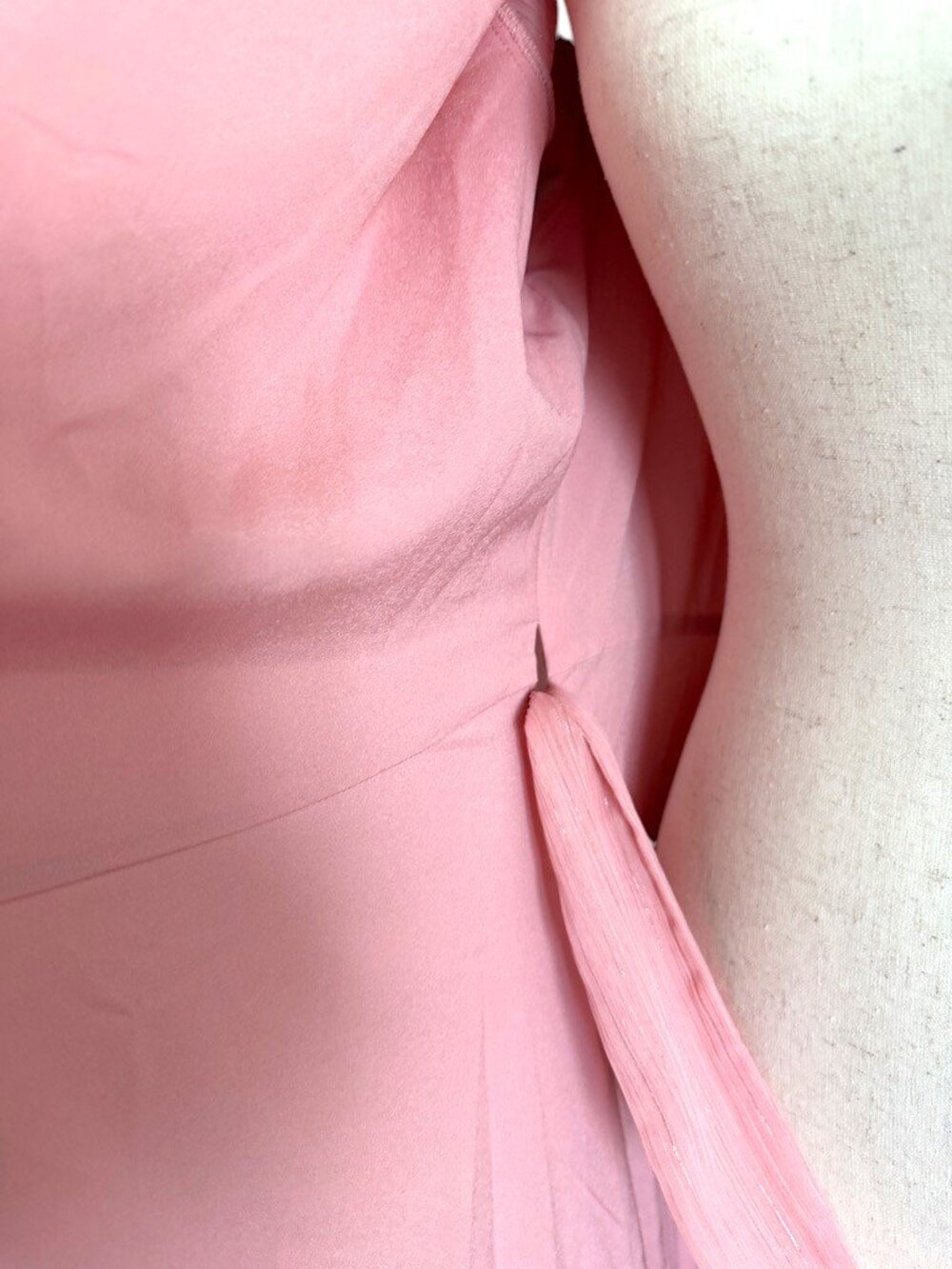 WAYF Wrap Maxi Dress Blush Pink Shimmer Ruffle Flutter Sleeve Womens Large L - Picture 5 of 5